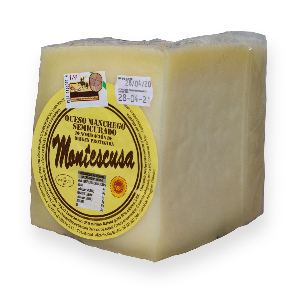 Quarter Manchego D.O.P. Cheese Montescusa Semicured